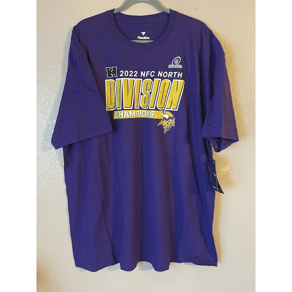 Men's 3XL NWT Minnesota Vikings Fanatics 2022 Division Champion‎ Shirt Purple